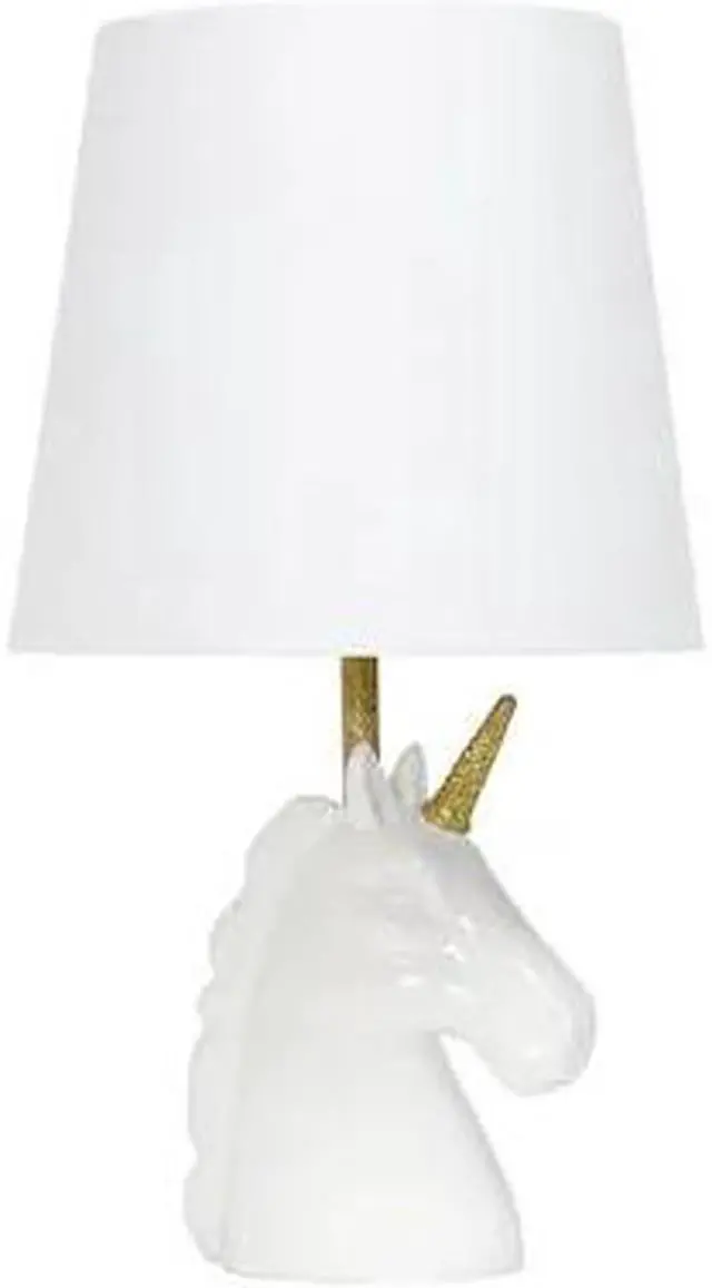Alt view image 10 of 18 - Simple Designs Sparkling Gold and White Unicorn Table Lamp