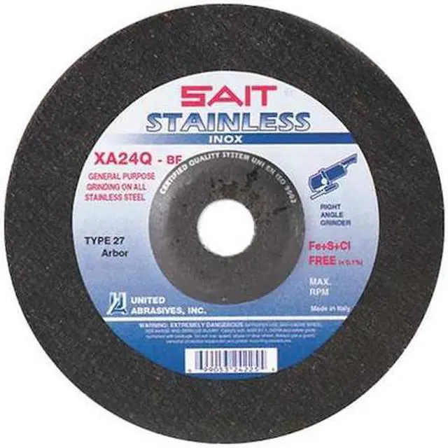 Alt view image 2 of 2 - UNITED ABRASIVES-SAIT 24230 Depressed Center Wheels, Type 27, 9 in Dia, 0.25 in