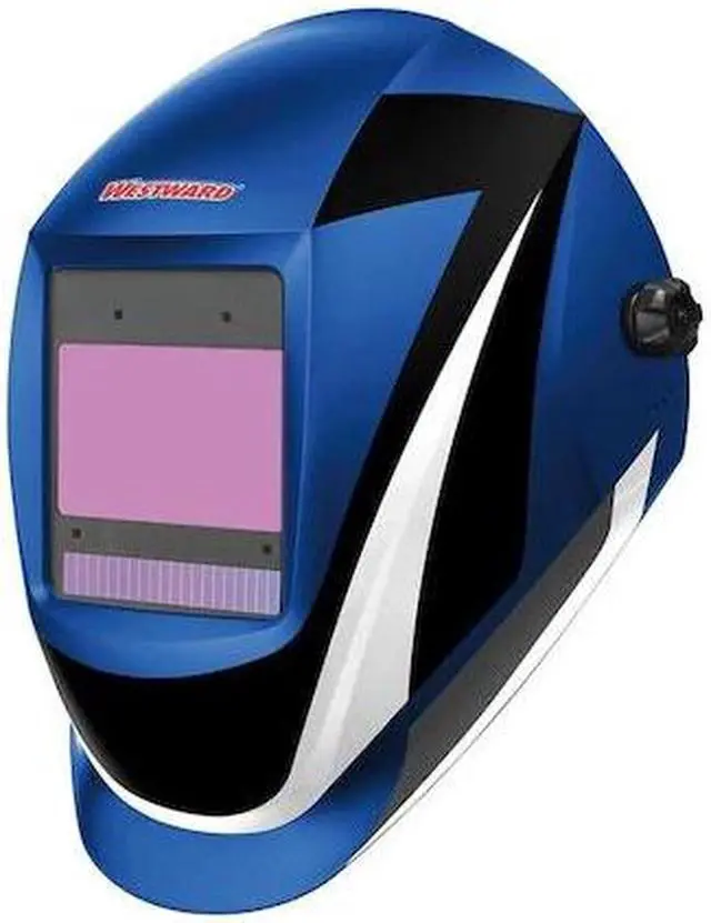 Main image of WESTWARD 44R232 Auto Dark Welding Helmet, Shade 5-8/8-13, Black/Blue/White