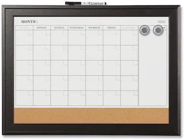 Alt view image 2 of 20 - Quartet Combination Magnetic Whiteboard Calendar & Corkboard 23x17 Black