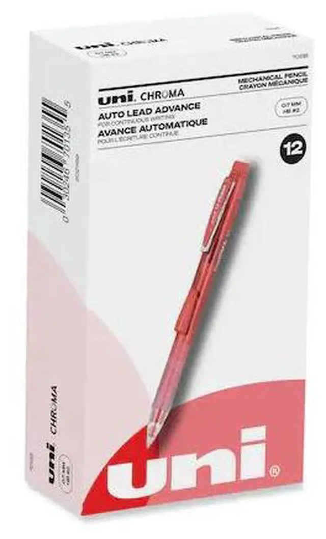 Alt view image 3 of 18 - Uni-ball Chroma Mechanical Pencil, 0.7 mm, HB (#2), Black Lead, Red Barrel, Dozen