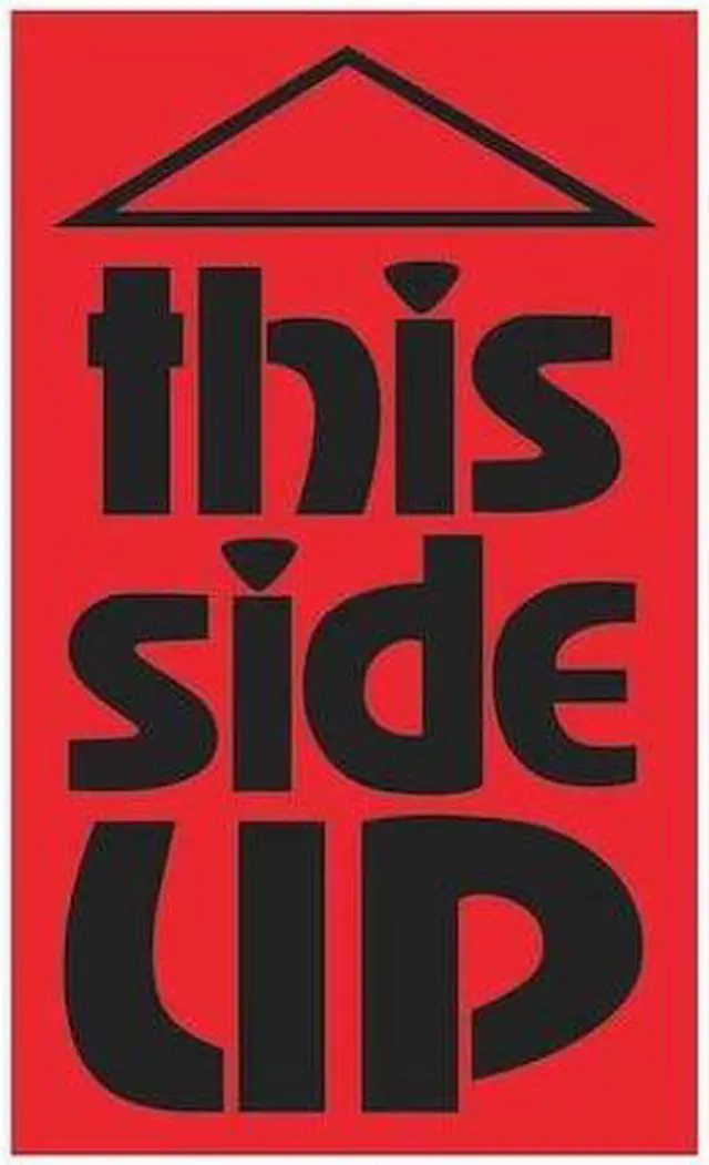Alt view image 2 of 2 - Tape Logic Labels "This Side Up" 3" x 5" Fluorescent Red 500/Roll