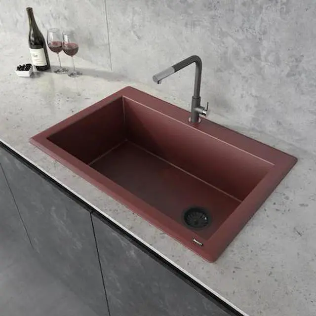 Main image of RUVATI RVG1033RD 33"x22" Dual-Mnt Granite Composite Sgl Bowl Kitchen
