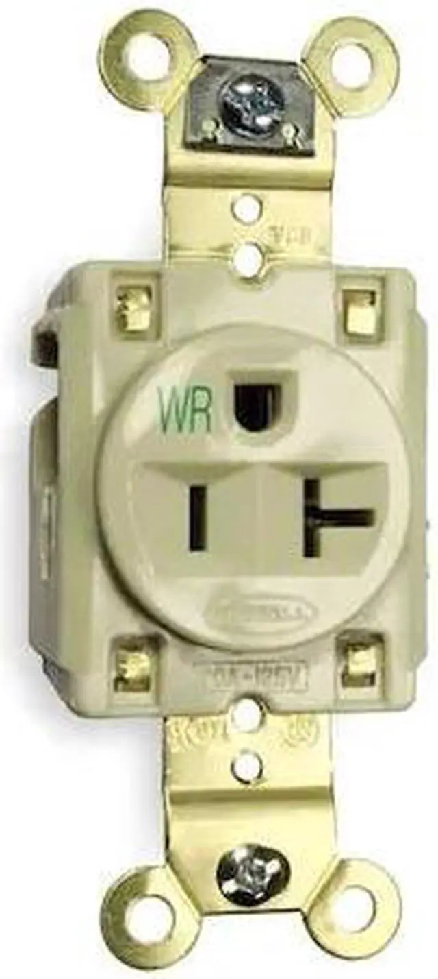 Alt view image 2 of 2 - HUBBELL WIRING DEVICE-KELLEMS HBL5361IWR Straight Blade Receptacle, 5-20R, 20