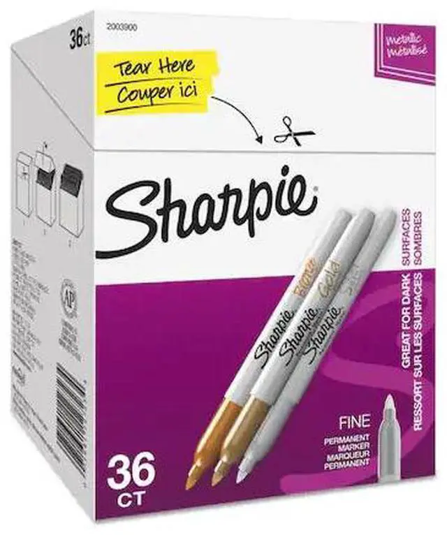 Alt view image 3 of 9 - Sharpie 2003900 Metallic Permanent Markers, Fine Point, Gold/Silver/Bronze, 36/PacK