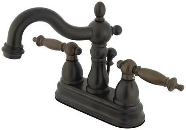 Alt view image 3 of 3 - Kingston Brass KB1605TL 4 in. Heritage Centerset Lavatory Faucet with Retail Pop-Up & Metal Lever Handle Oil Rubbed Bronze