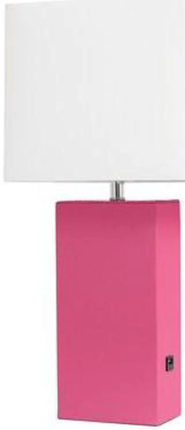 Alt view image 7 of 18 - Elegant Designs Modern Leather Table Lamp with USB and White Fabric Shade, Hot Pink
