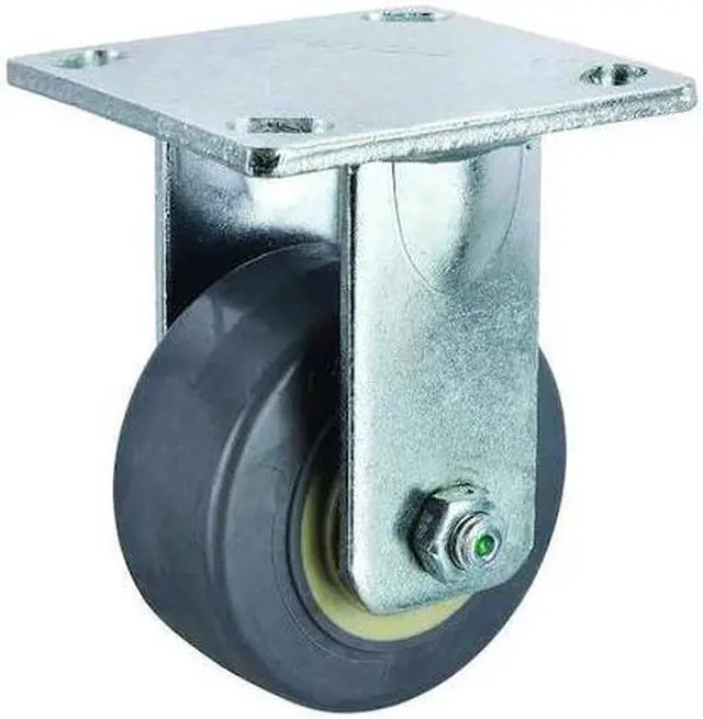 Main image of ZORO SELECT P-21R-RP040R-14-EL-001 Rigid Plate Caster,Rubber,4 in.,350 lb.