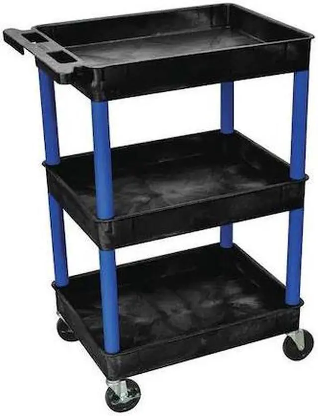 Main image of ZORO SELECT BKSTC111BU Utility Cart with Deep Lipped Plastic Shelves, 300 lb