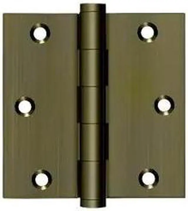 Alt view image 2 of 2 - 3.5 in. x 3.5 in. Square Solid Brass Hinge - Pair (Standard - Antique Brass)