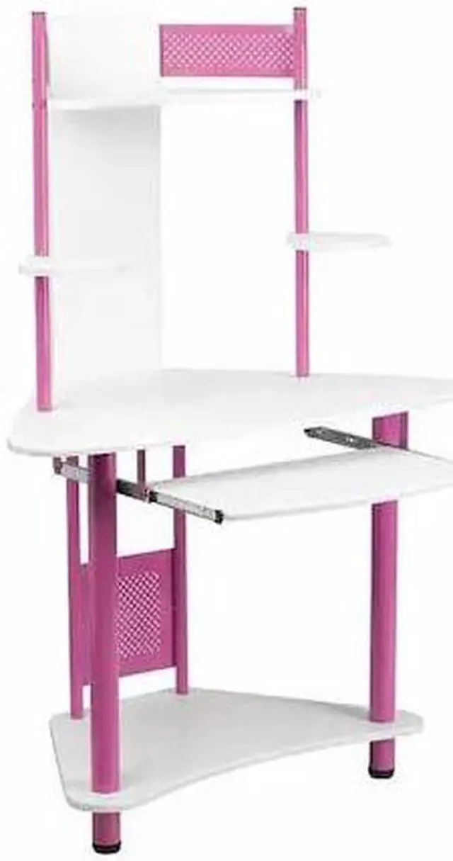 Main image of Pink Corner Computer Desk with Hutch
