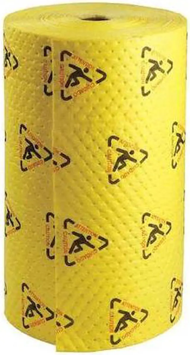 Main image of BRADY CH303 Sorbent Roll, 80 gal, 30 in x 300 ft, Harsh Chemicals, Black, Red,