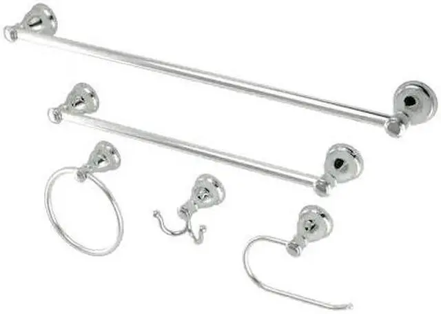 Alt view image 2 of 2 - Kingston Brass BAHK5012478C 18 & 24 in. Mesa Verde Bath Combo, Towel Bar, Ring Hook, & Paper Holder, 5 Piece - Polished Chrome