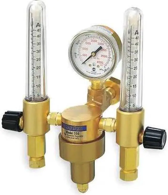 Alt view image 2 of 3 - HARRIS 356-Ar/He-580 Dual Flowmeter Regulator, Argon, Helium, Single Stage,