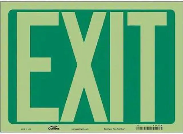 Main image of CONDOR 480L48 Exit Sign, Vinyl, 14" W, 10" H, EXIT, Green, White
