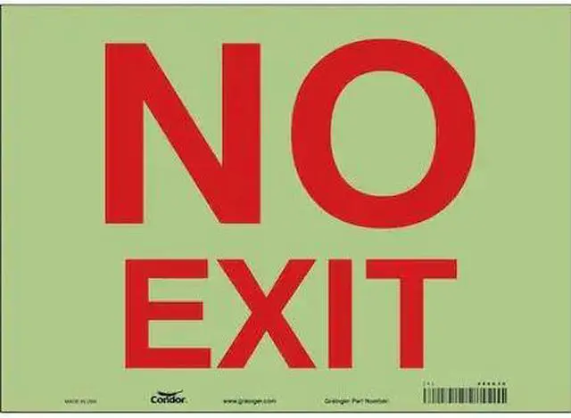 Main image of CONDOR 480H30 Exit Sign, Vinyl, 14" W, 10" H, No Exit, White