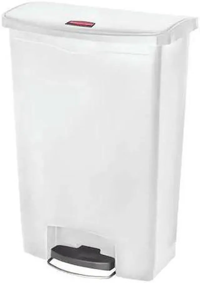 Alt view image 2 of 9 - Rubbermaid - FG1883561 - Slim Jim Resin Step-On Container, Front Step Style, 24 gal, White