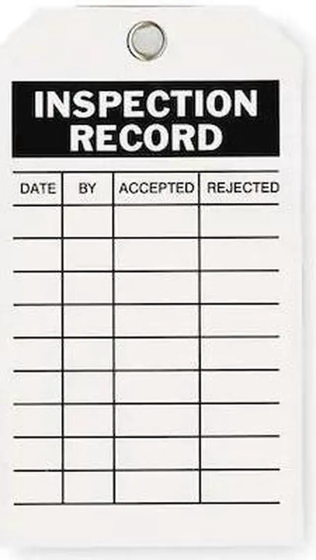 Main image of ZORO SELECT 2RMU7 Inspection Tag,7 x 4 In,Bk/Wht,Met,PK10