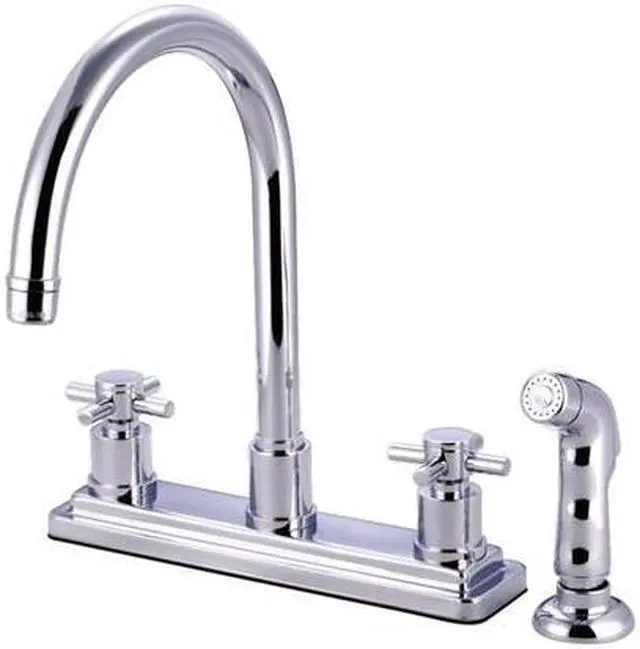Alt view image 2 of 4 - Kingston Brass KS8791DX 8 Inch Center Kitchen Faucet With Side Sprayer - Polished Chrome