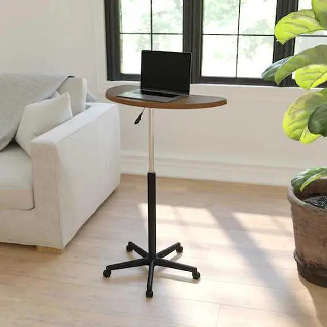 Alt view image 14 of 20 - Rustic Walnut Sit to Stand Mobile Laptop Computer Desk