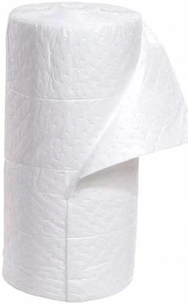 Main image of SPILLTECH WRF150M Sorbent Roll, 39 gal, 30 in x 150 ft, Oil, White,