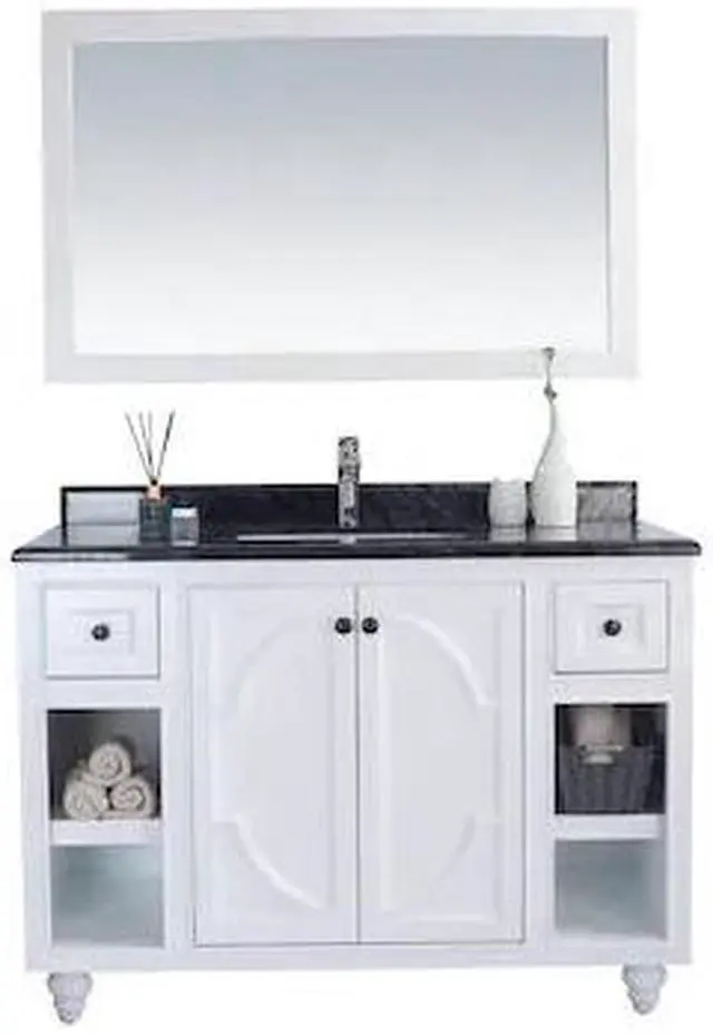 Alt view image 4 of 10 - Odyssey - 48 - White Cabinet + Black Wood Marble Countertop