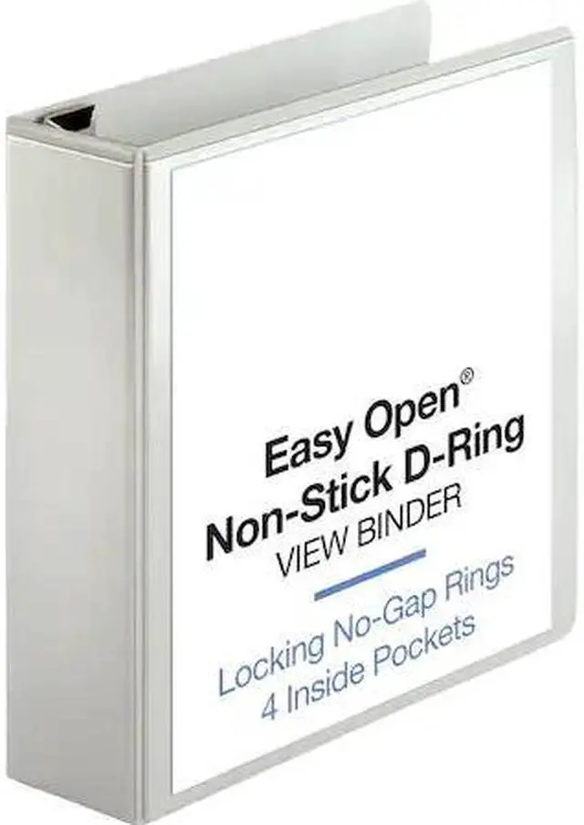 Alt view image 3 of 9 - Business Source View Binder Locking D-Ring 3" Capacity Letter White 26961