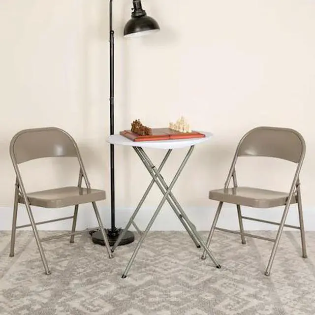 Alt view image 16 of 20 - 2 Pk. HERCULES Series Double Braced Gray Metal Folding Chair
