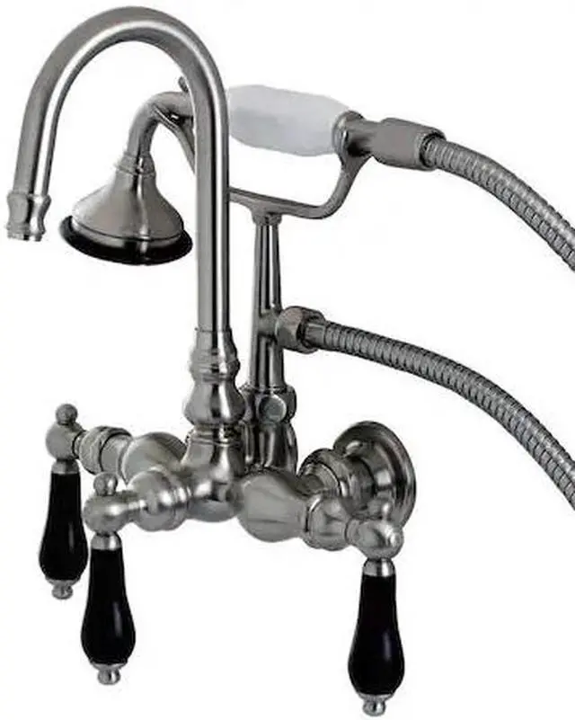 Alt view image 2 of 4 - Kingston Brass AE7T8PKL Aqua Eden Wall Mount Clawfoot Tub Faucet, Satin Nickel
