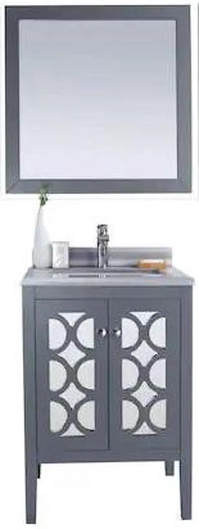 Alt view image 4 of 9 - Mediterraneo - 24 - Grey Cabinet + White Stripes Marble Countertop