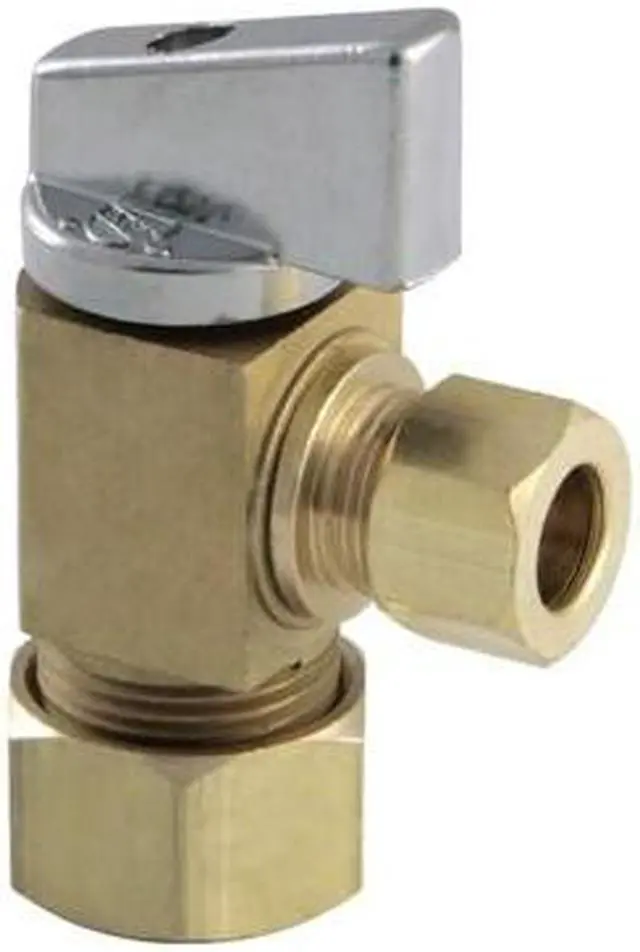 Alt view image 2 of 3 - Kingston Brass KF53304CTL Columbia 0.62 O.D x 0.37 in. O.D. Compression 0.25 in. Turn Angle Stop Valve, Raw Brass