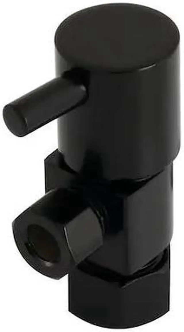 Alt view image 2 of 4 - Kingston Brass CD53300DL Concord 5/8"O.D x 3/8" O.D Anti-Seize Deluxe Quarter Turn Ceramic Hardisc Cartridge Angle Stop, Matte Black