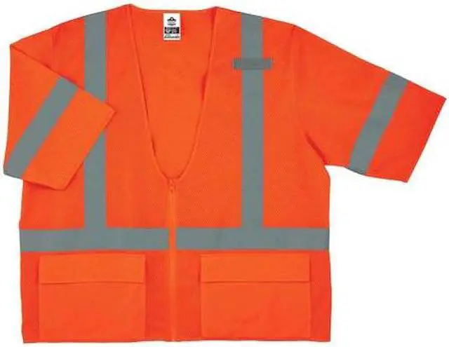 Alt view image 3 of 5 - Ergodyne GloWear 8320Z Class 3 Hi-Visibility Standard Vest Orange Large/XL 22115