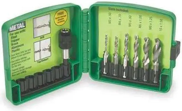 Main image of GREENLEE DTAPKITM Drill/Tap/Countersink Set,Metric,6 Pc