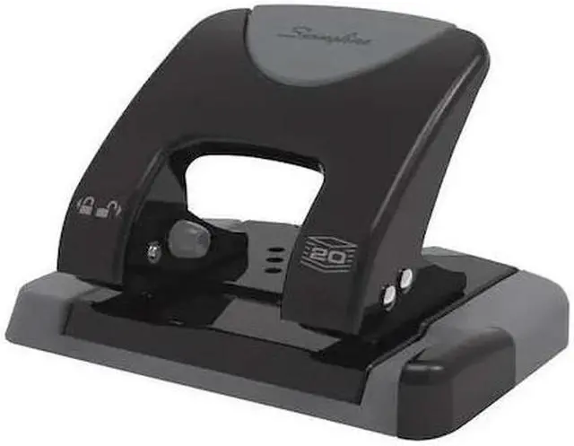 Alt view image 3 of 9 - SWINGLINE A7074135 Two-Hole Paper Punch,20 Sheets,Blck/Gray