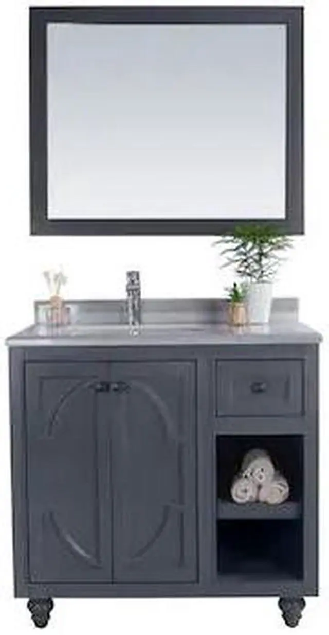 Alt view image 4 of 10 - Odyssey - 36 - Maple Grey Cabinet + White Stripes Marble Countertop