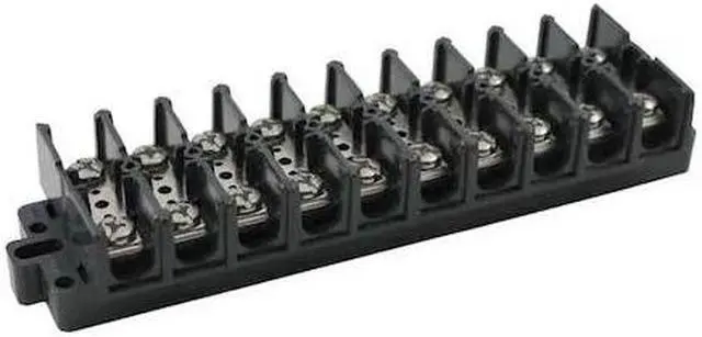 Main image of ZORO SELECT 6ZEJ8 Terminal Strip, 10 Pole, 2 Row, 60 A, 600 V AC, 6 AWG, Screw