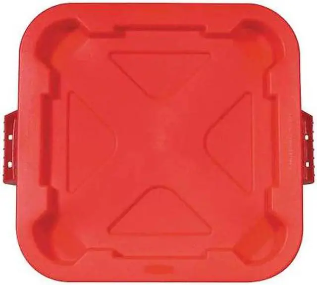 Main image of RUBBERMAID FG352900RED Trash Can Top,Flat,Snap-On Closure,Red