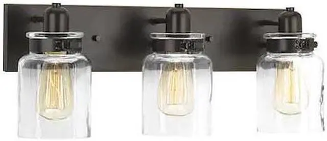 Alt view image 6 of 6 - Calhoun Bath Vanity, 3-Light, Antique Bronze, Clear Glass, 21.75"W (P300047-020 AJ8QH)