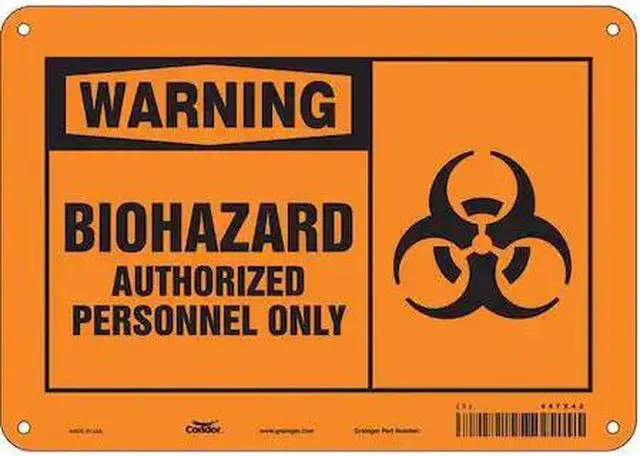 Main image of CONDOR 447X42 Biohazard Sign, 7 in H, 10 in W, Vertical Rectangle, English,
