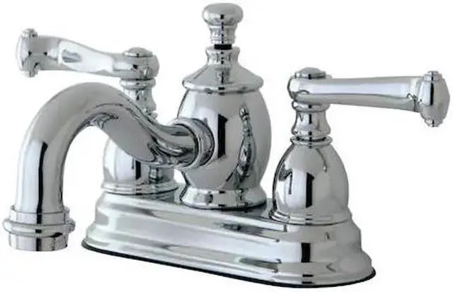 Alt view image 3 of 6 - Kingston Brass KS7101FL 4 in. Centerset Lavatory Faucet with Heritage Spout & Metal Lever Handle, Polished Chrome