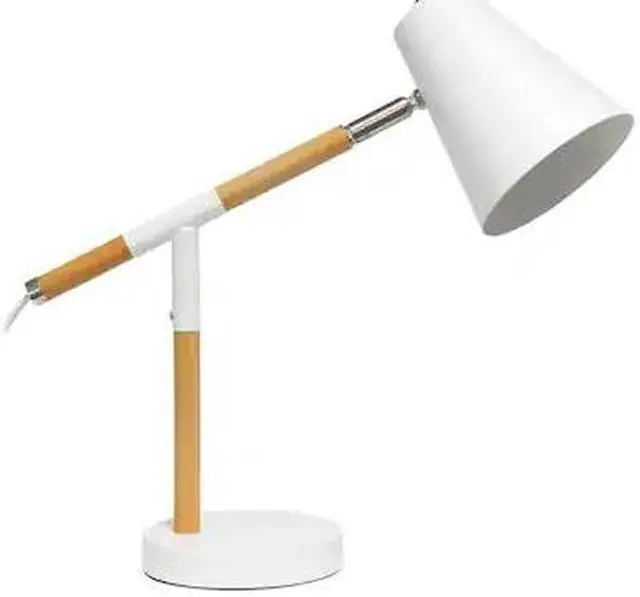 Alt view image 8 of 18 - Simple Designs White Matte and Wooden Pivot Desk Lamp