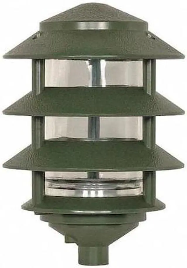 Main image of NUVO SF77-324 Pagoda Garden Fixture Small Hood 1-Light 3 Tier Green Finish