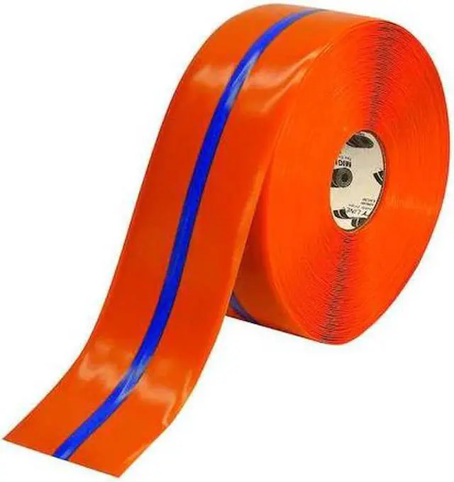 Main image of MIGHTY LINE 4ROBCTR Industrial Safety Floor Marking Tape Vinyl Orange/Blue, 4"