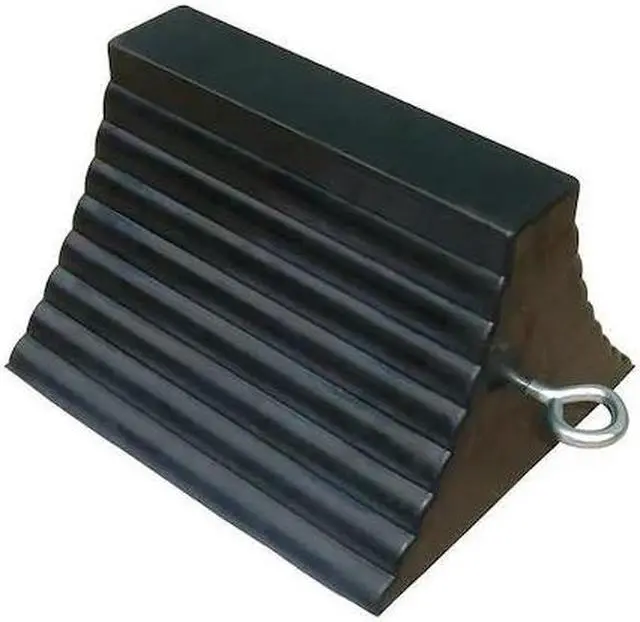 Main image of ZORO SELECT 22XW81 Wheel Chock,Molded Rbr w/Stl Grab,Black