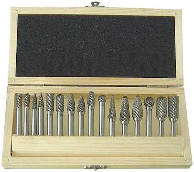 Alt view image 2 of 2 - WESTWARD 2LYT1 Carbide Bur Set,Dbl Cut,1/4 In,16 Pcs