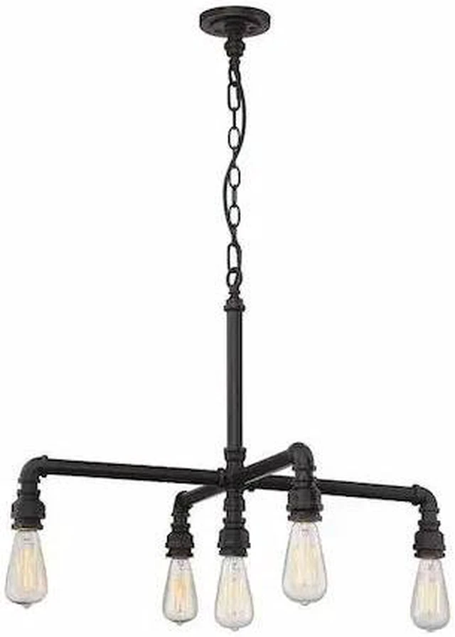 Main image of NUVO 60-5795 Iron 5 Light Hanging Fixture Industrial Bronze Finish Indust