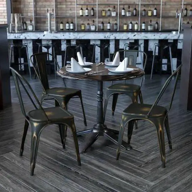 Alt view image 5 of 17 - 4 Pk. Distressed Copper Metal Indoor Stackable Chair