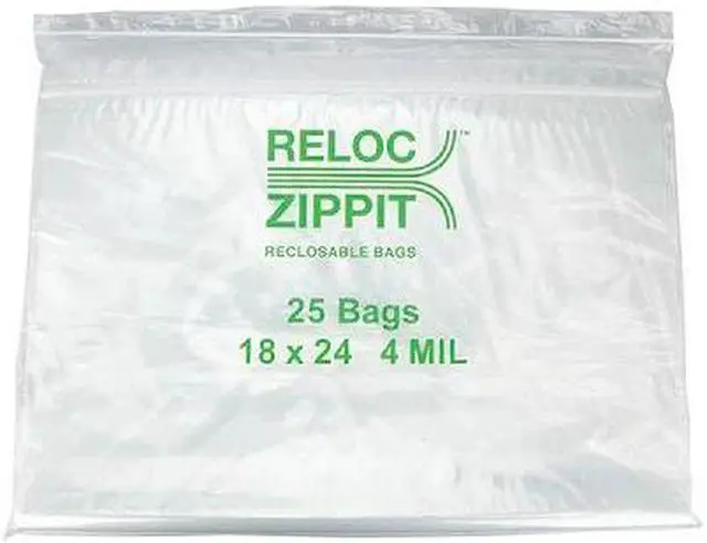 Alt view image 2 of 2 - RELOC ZIPPIT 4R1824 Reclosable Bag, Zip Seal, 24 in L, 18 in W, 4 mil Thick,