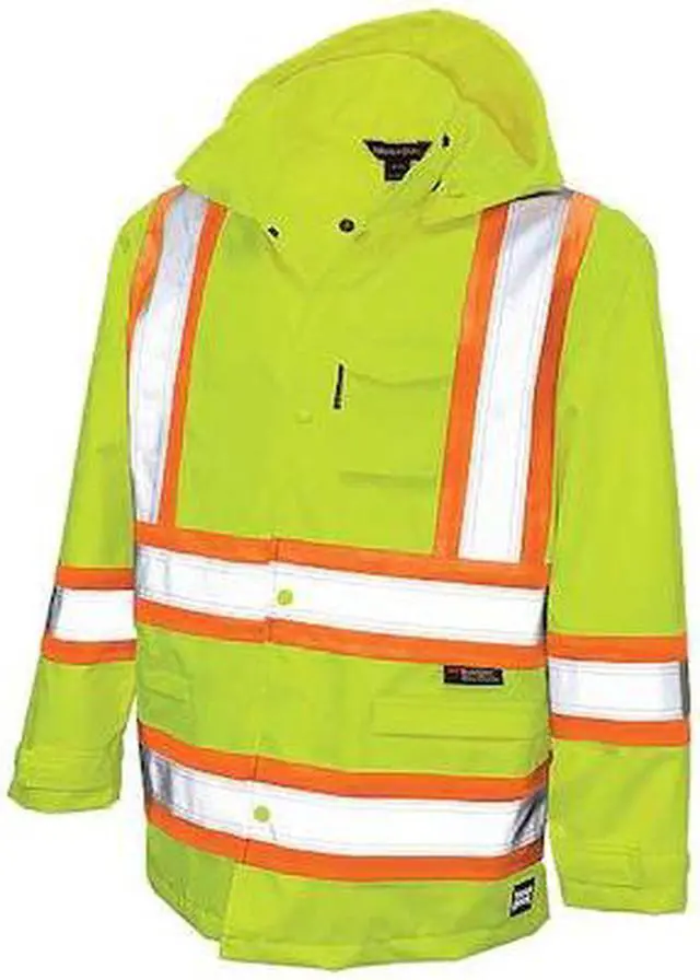 Main image of TOUGH DUCK S37221 Rain Jacket, Polyester, Polyurethane, Class 3 Type R, Green,